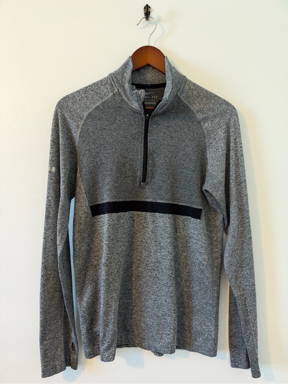 Nike Men's S Dri-FIT Gray 1/2-Zip Mid Layer Top